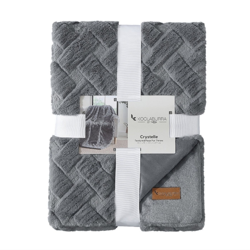 🆕️ COZY KOOLABURRA BY UGG CRYSTELLE GREY FAUX FUR THROW